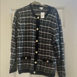 J.Crew Black and White Knit Cardigan